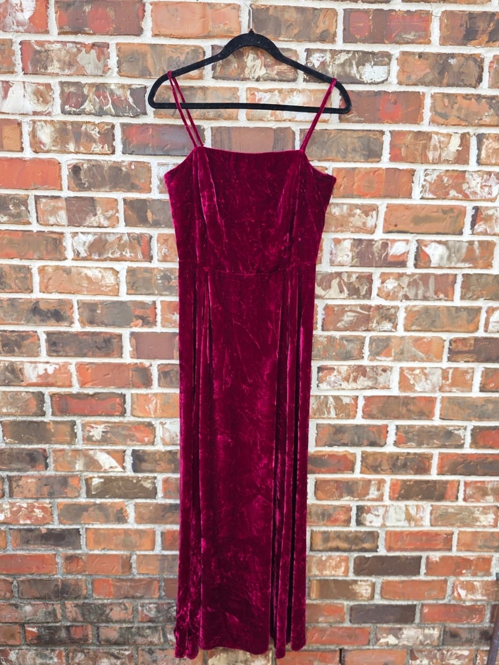 Vintage 90s Rare Wine Red Velvet Evening Dress Size Medium Whimsigoth Romantic
